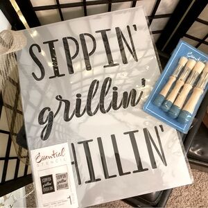 NWT Essential Stencil/brush set. Create home decor and prep sellable items.